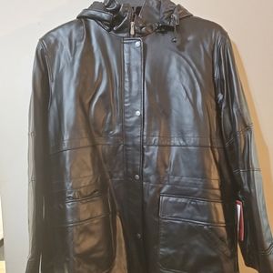 Excelled Womens Anorak Black Leather Jacket 2X.